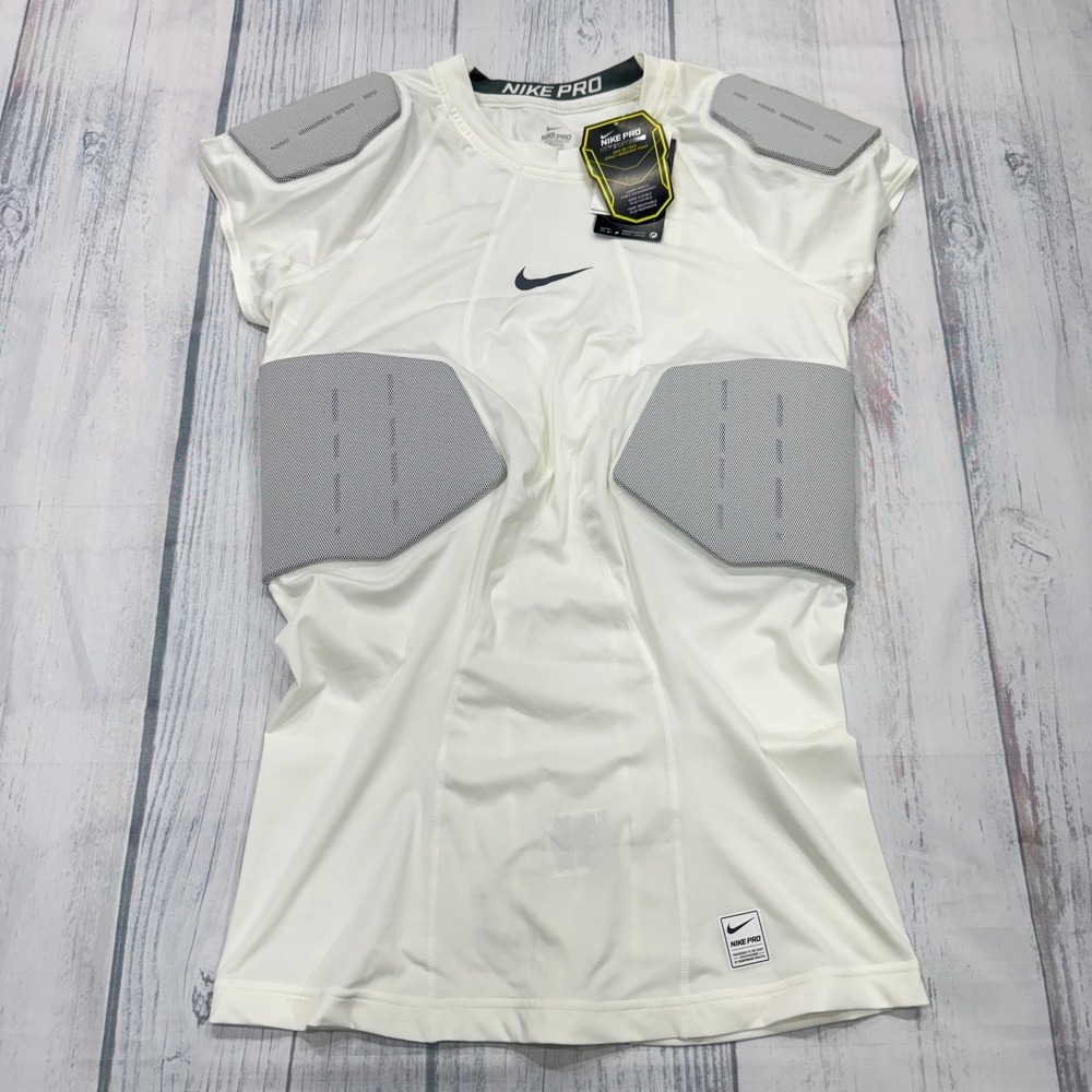 NWT Nike Pro Hyperstrong Compression‎ Padded Shirt XL White Football 4 Pad Mens